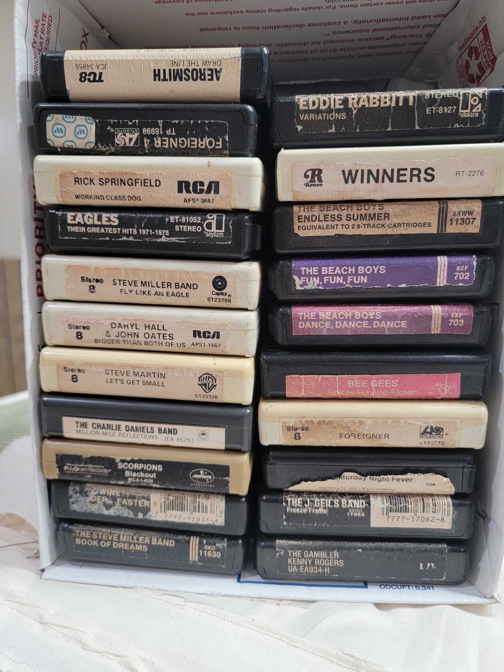 Vintage 8-Track Tapes Collection - Black, White, Tan